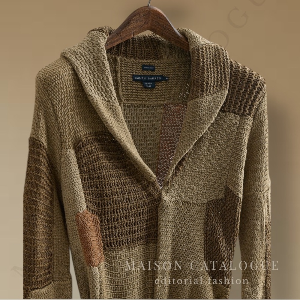 Ralph Lauren ‘02 Silk Linen Hand-knit Patchwork Belted Shawl Cardigan Sweater - Picture 3 of 16